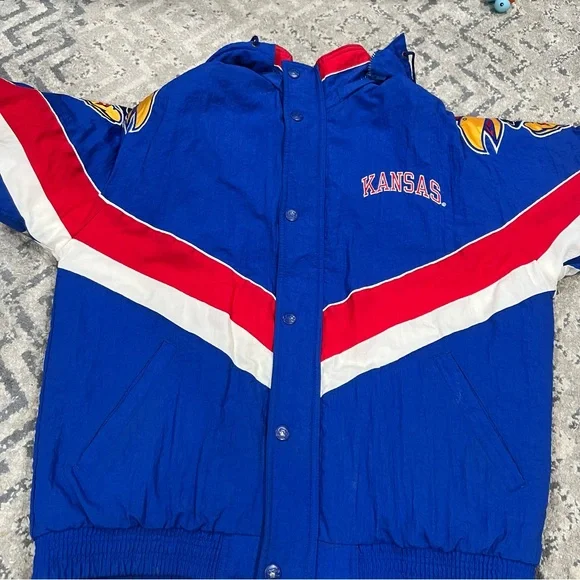 Vintage 90s NCAA Starter University of Kansas KU Jayhawks Full Zip Jacket Large - Picture 13 of 14